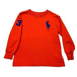 Polo Ralph‎ Lauren Long Sleeve Shirt Boys Size 3T Orange Big Pony Logo